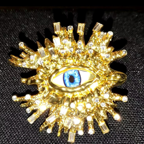 Surrealism Blue Eyes Baroque Eyes Adjustable Ring - Picture 2 of 10